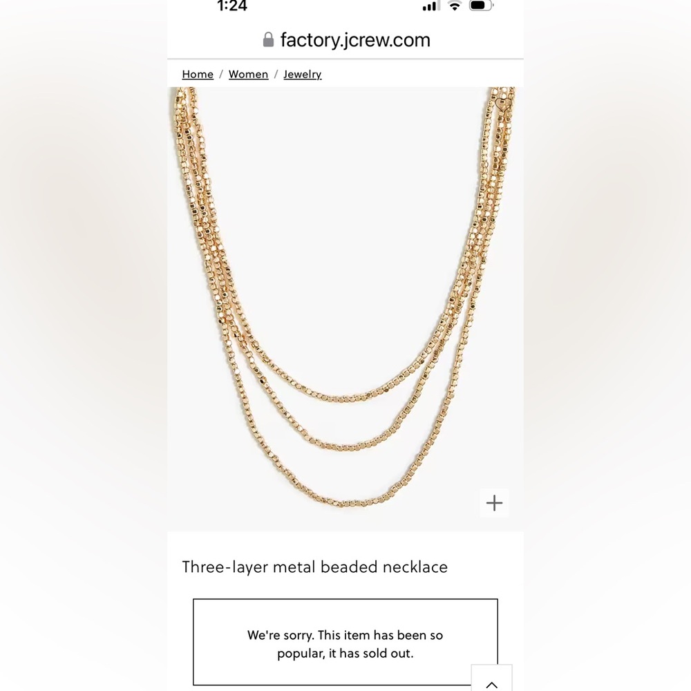 J. Crew Factory gold beaded layer necklace. Never worn.